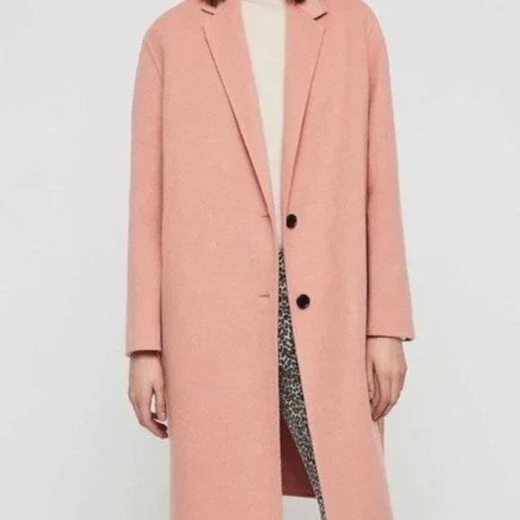 All Saints Anya Pink Wool Blend Coat, size small - Picture 1 of 5